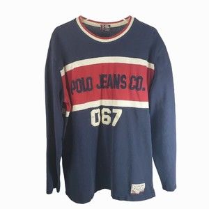Polo Jeans Co Vintage Mens Shirt Oversized Large Spell Out Long Sleeve Flaws